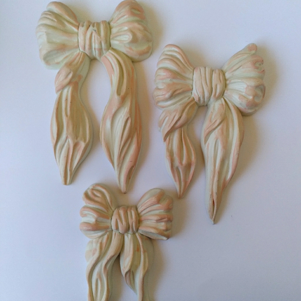 Rare Homco Bow Wall Decor ×3